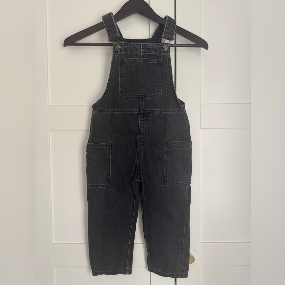 Zara Kids Black Denim Overalls Size 4-5 Year Toddler